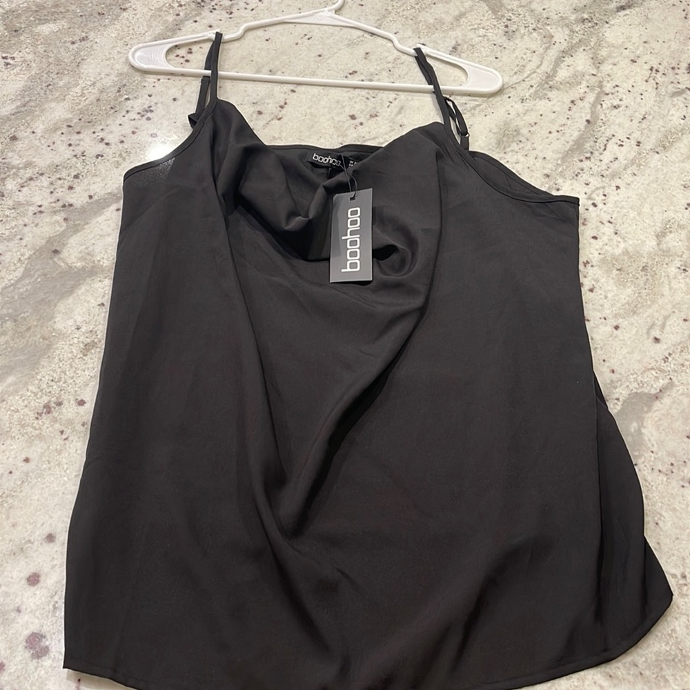 Boohoo cowl neck black cami